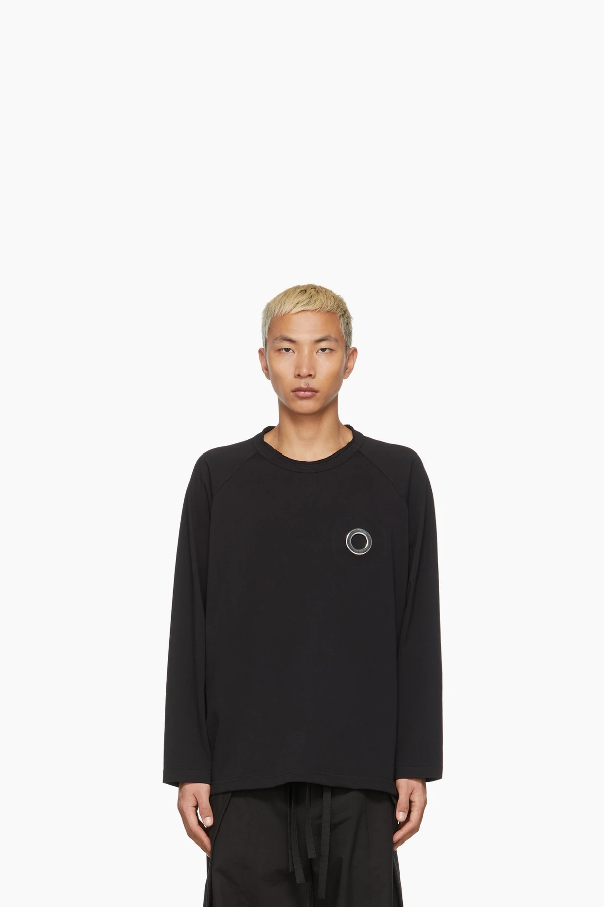 Black Eyelet Long Sleeve T-Shirt