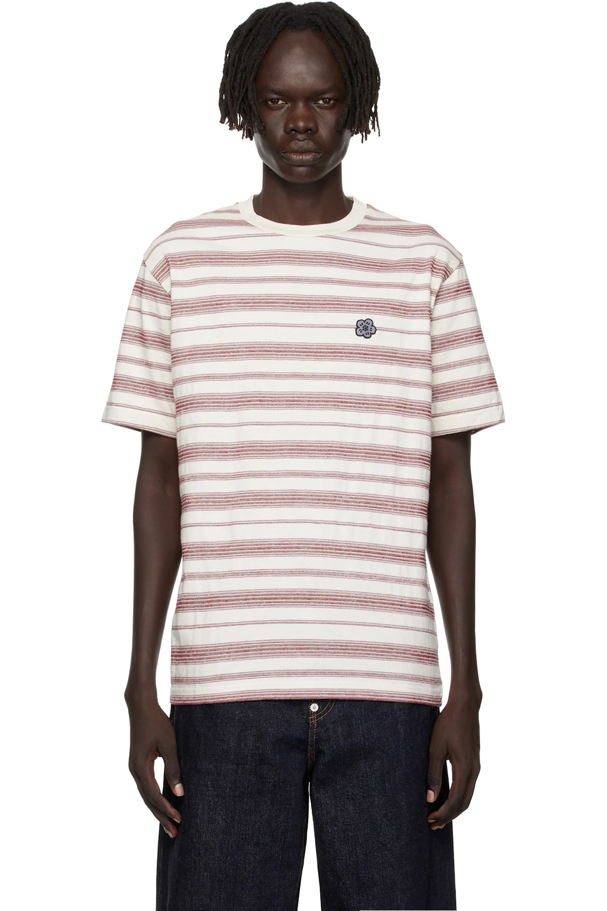 Off-White Kenzo Paris 'Boke Flower' Striped Embroidered T-shirt