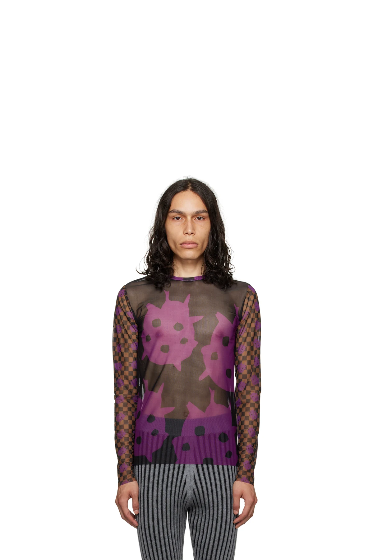SSENSE Exclusive Purple & Black Long Sleeve T-Shirt