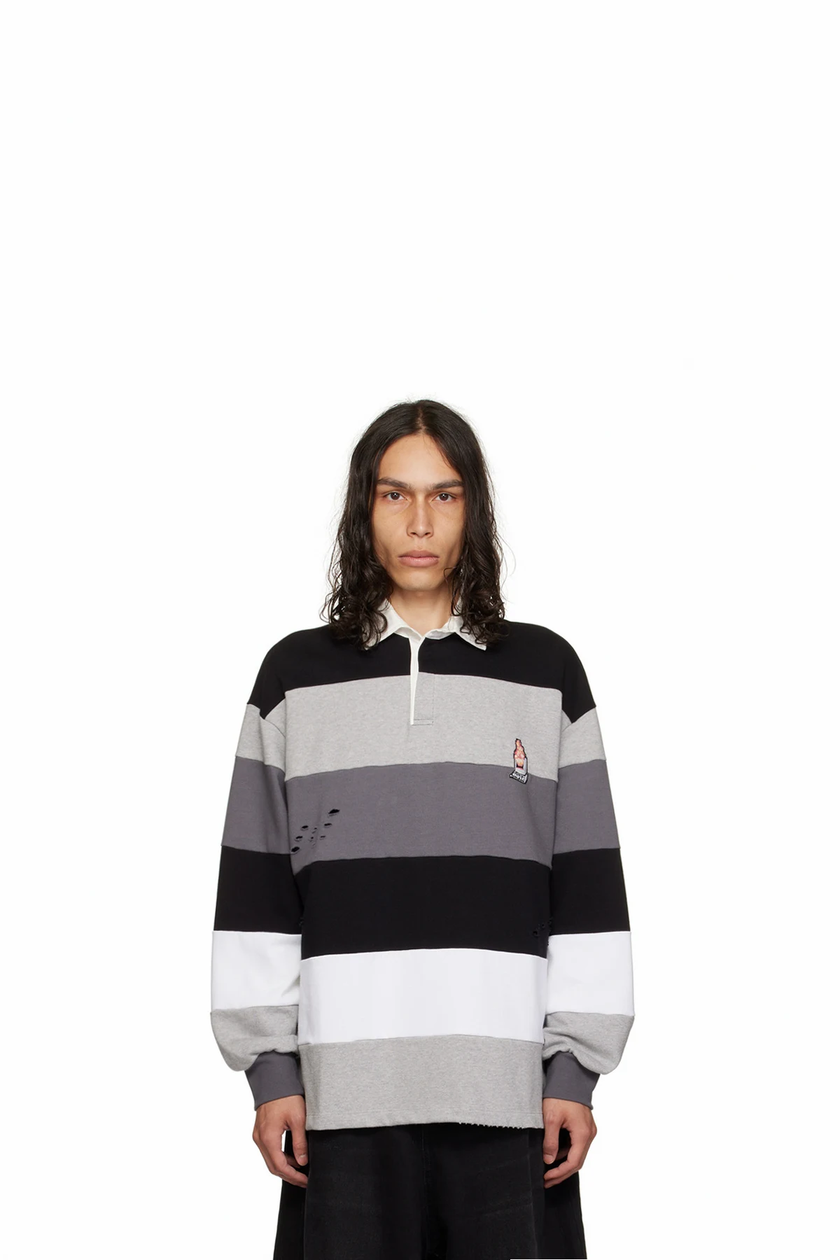 Gray Distressed Long Sleeve T-Shirt