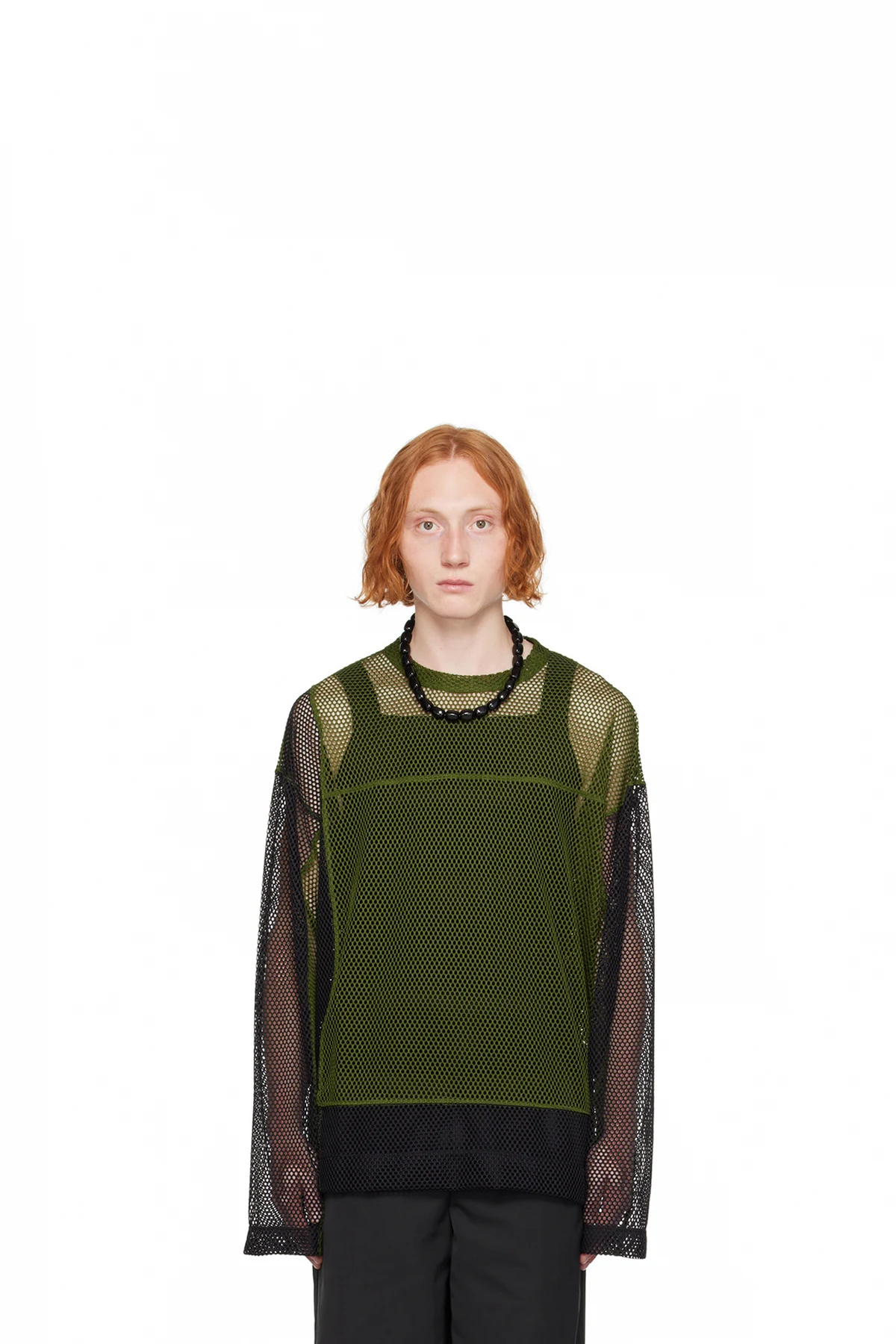 Green & Black Crewneck Long Sleeve T-Shirt