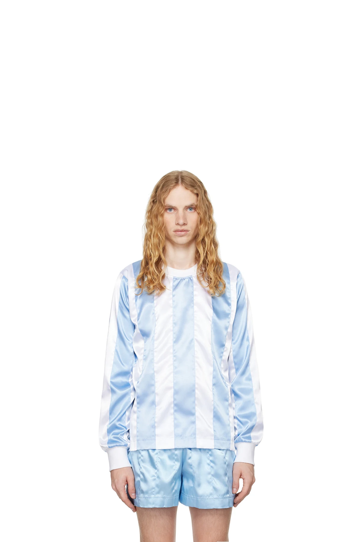 SSENSE Exclusive Blue & White Stripe Ribbon Footy T-shirt