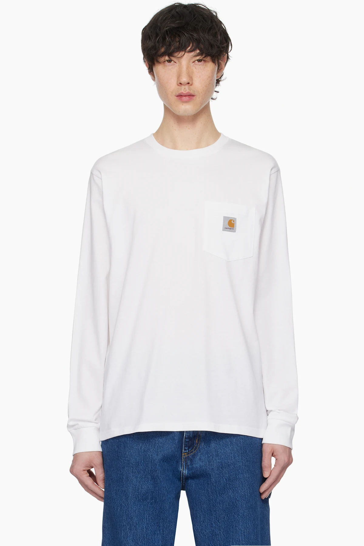 White Long Sleeve Pocket T-shirt