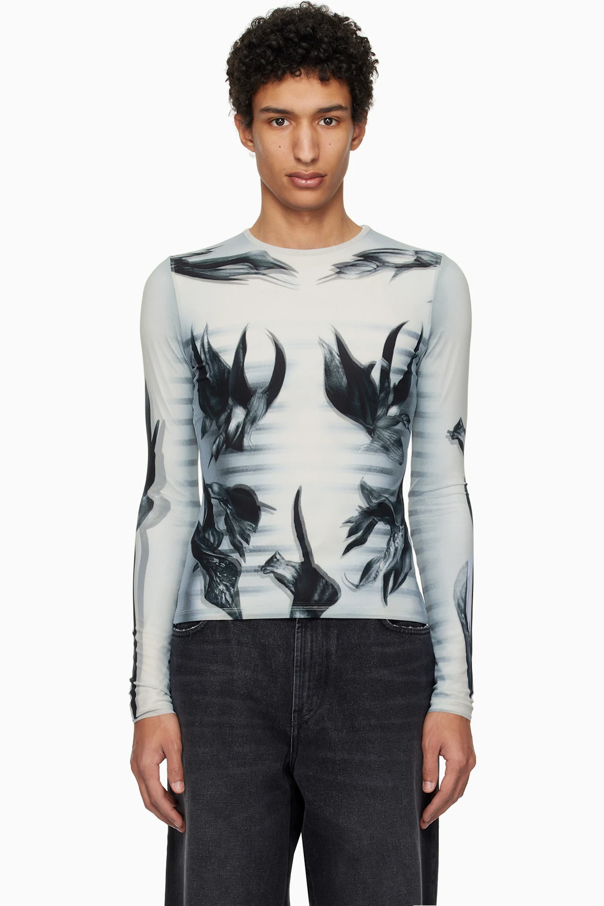 Off-White & Navy Flower Body Morphing T-shirt