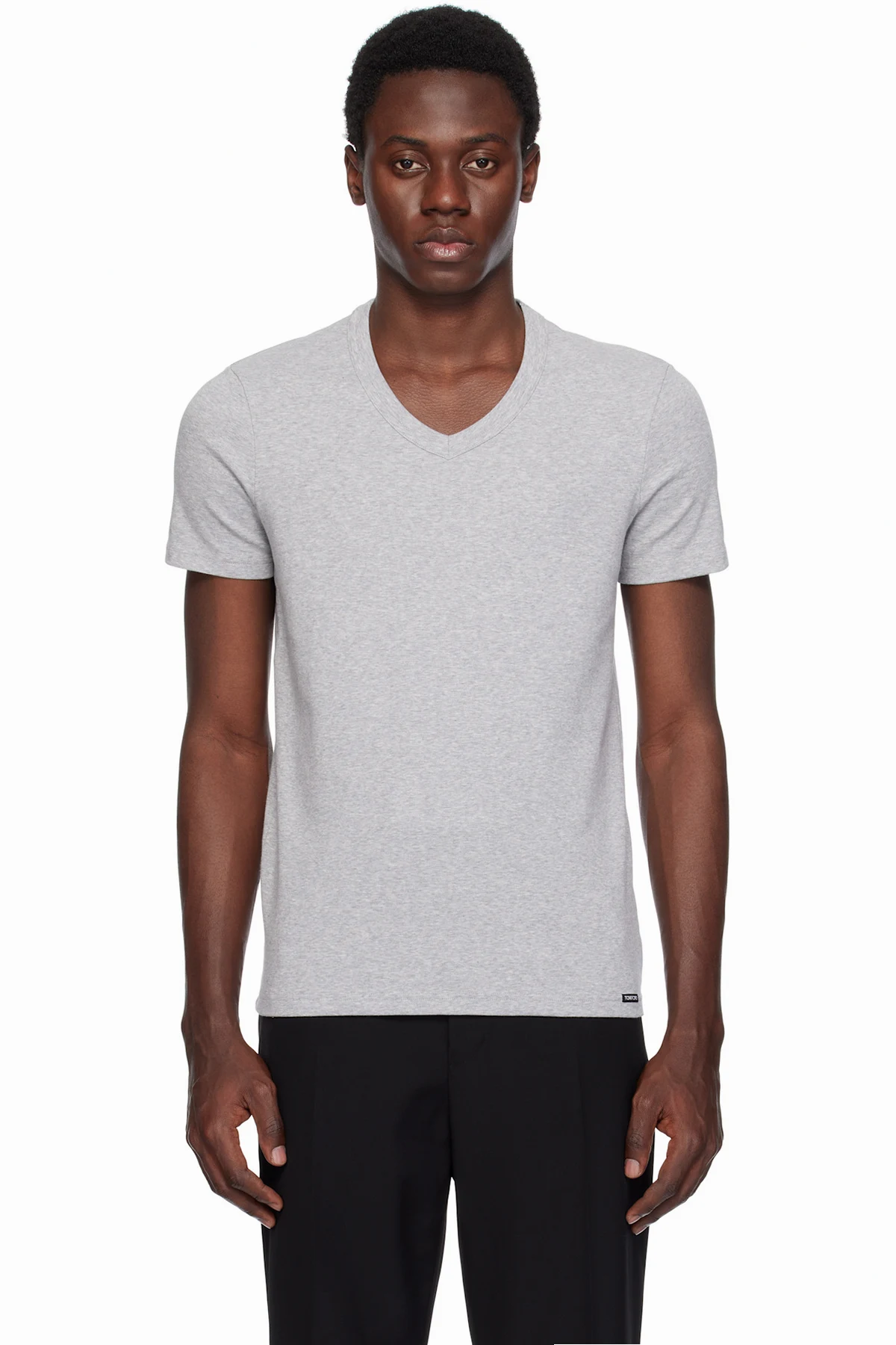 Gray Cotton Stretch Jersey T-shirt