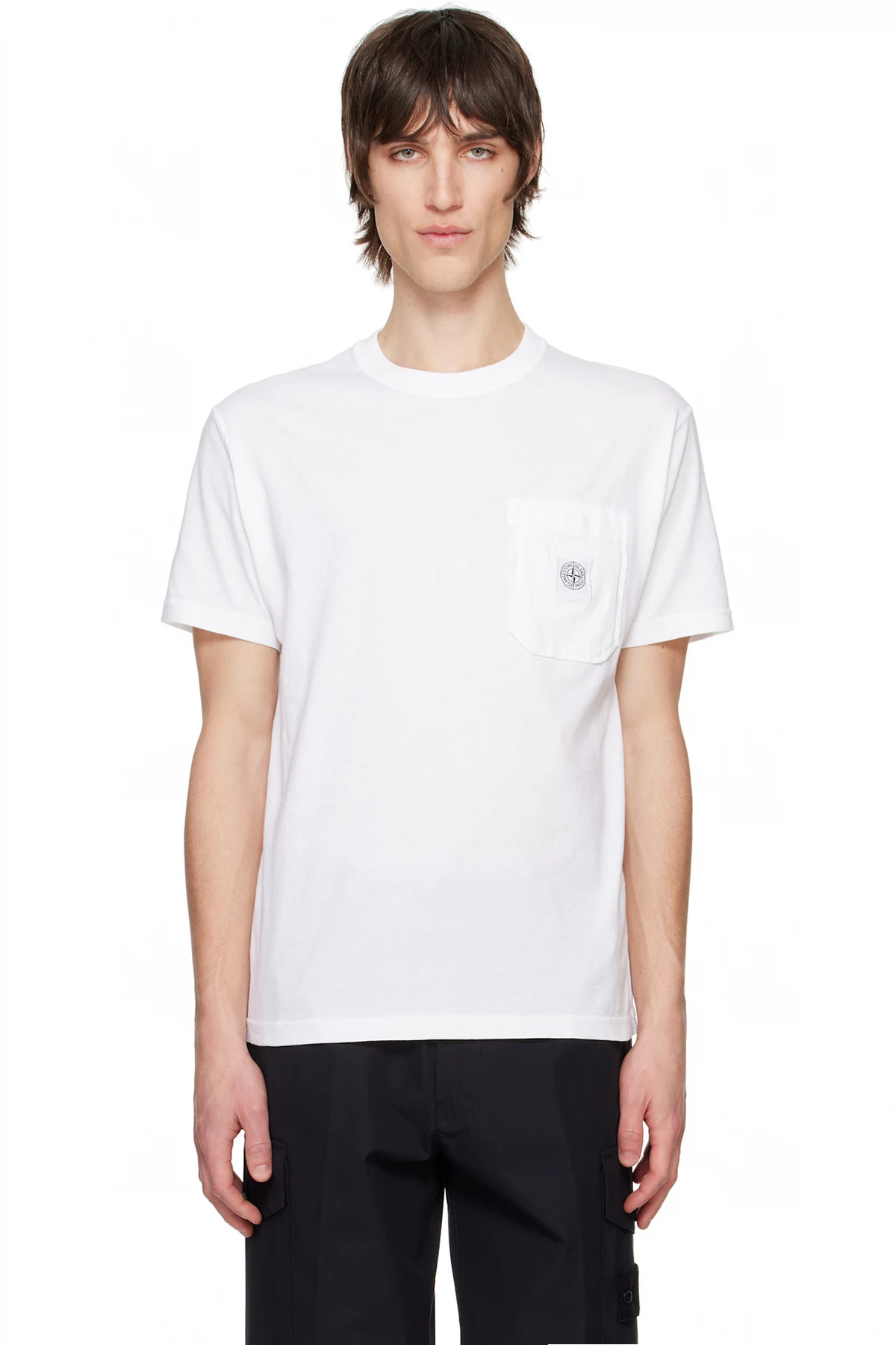 White Organic Cotton Jersey Fissato Effect T-shirt