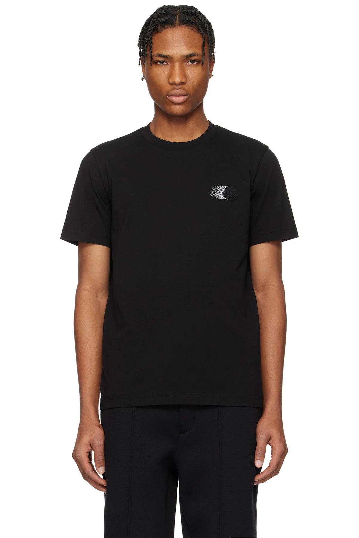 Black Faded Logo Motif Cotton T-shirt