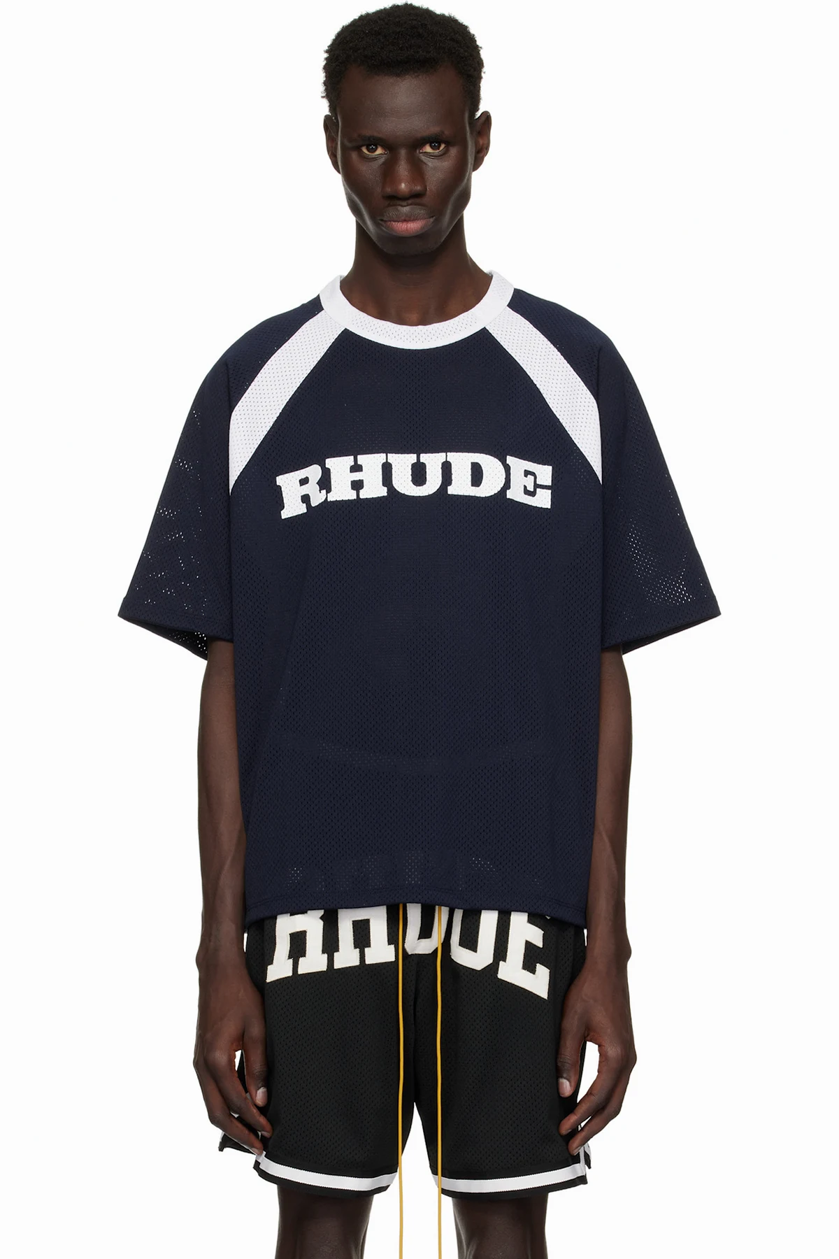 Navy & White Racing Logo Mesh T-shirt