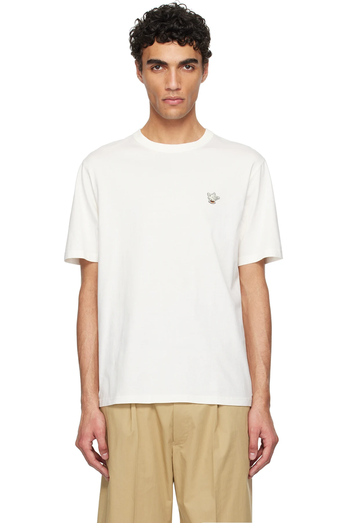 White Barista Fox Patch Relax T-shirt