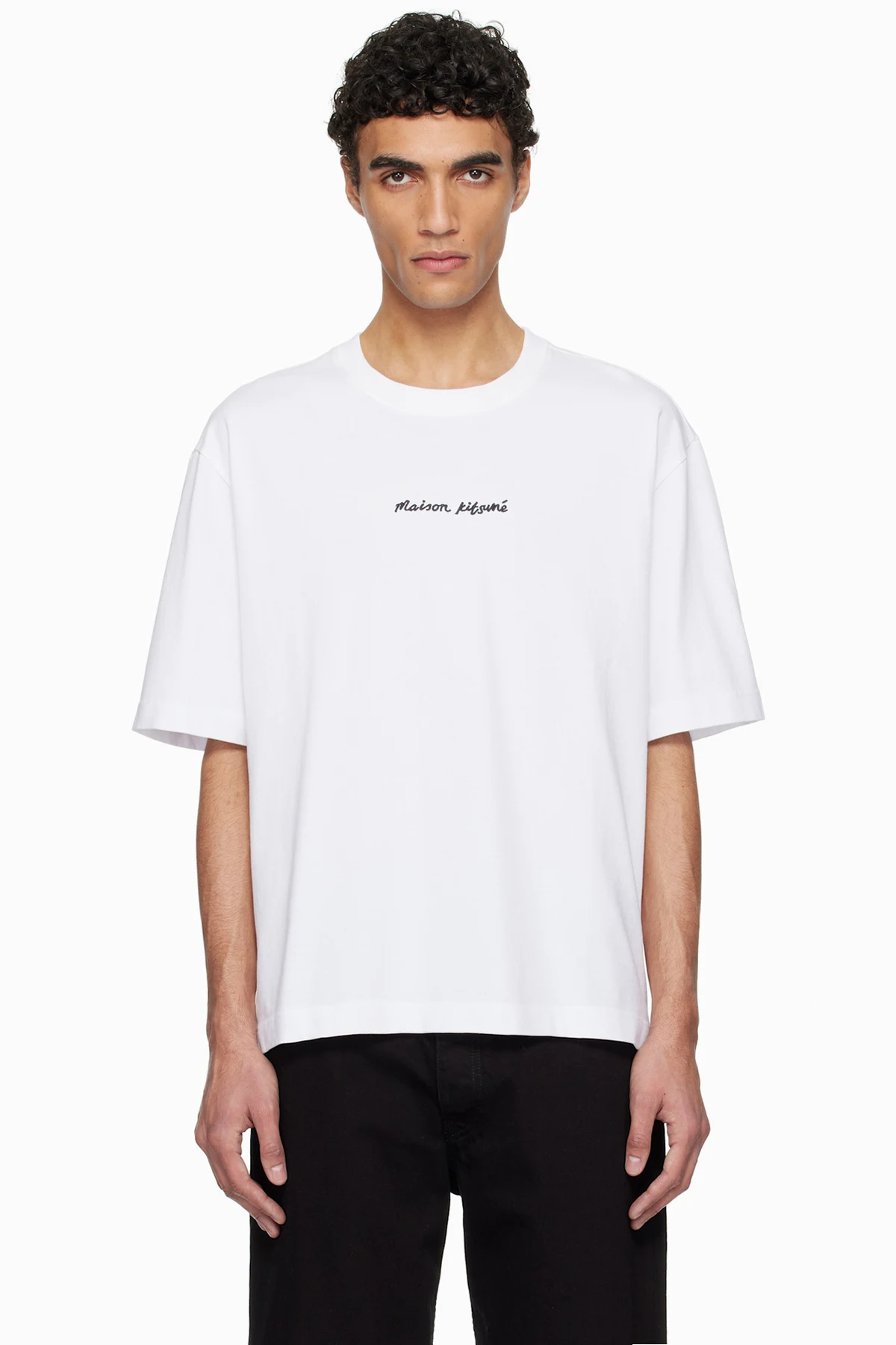 White 'Maison Kitsuné' Line Handwriting Oversize T-shirt