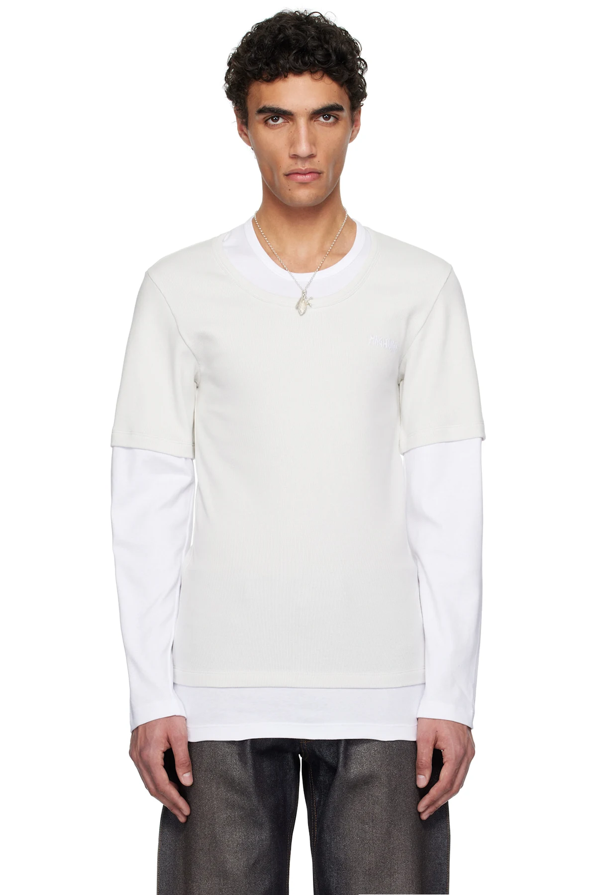 White & Beige Trauma Superslim T-shirt