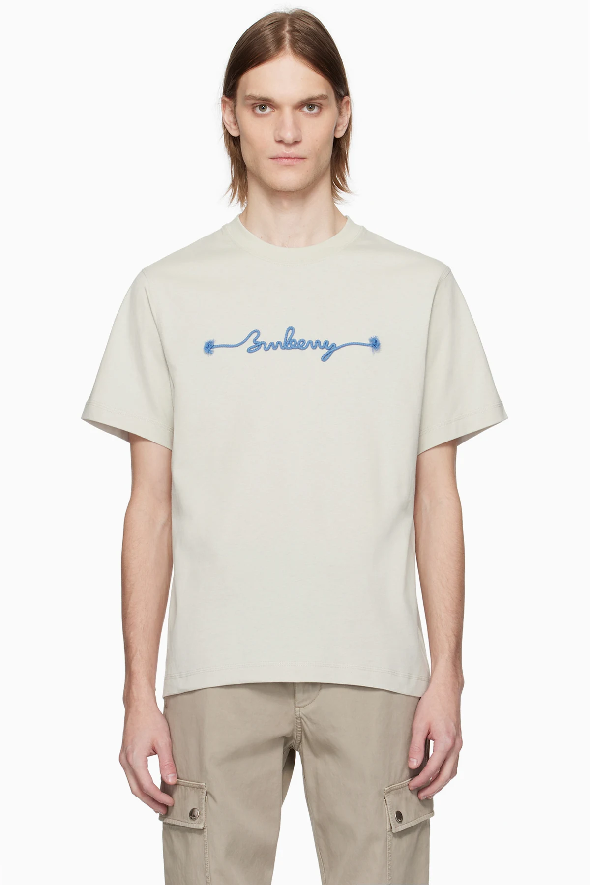 Beige Knot Logo Cotton T-shirt