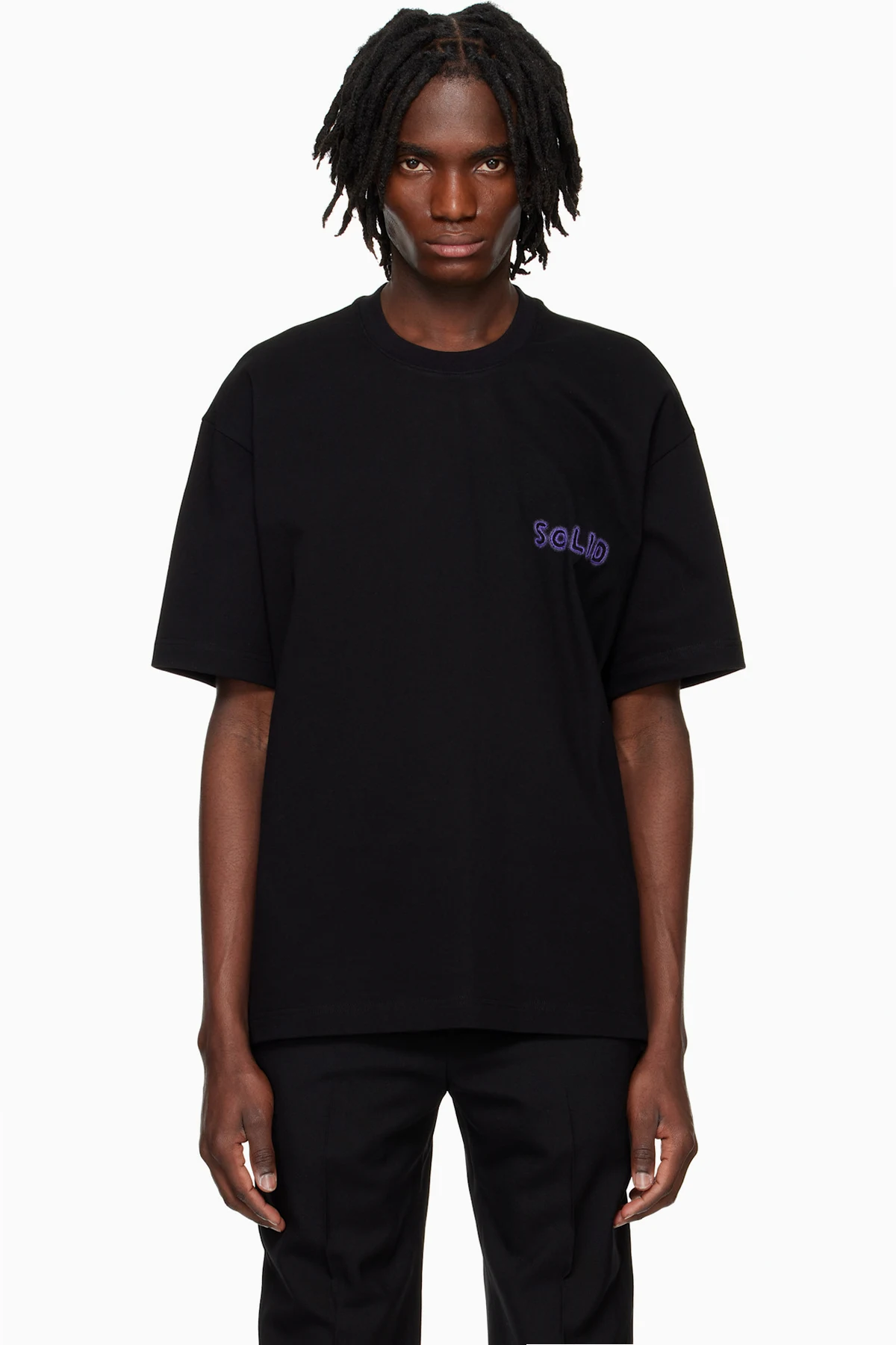 Black Embroidered Graphic T-shirt