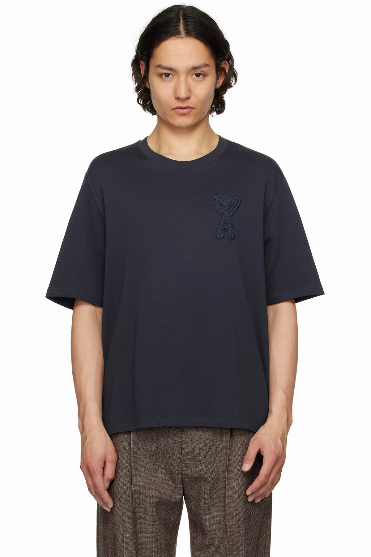 Navy Cotton Ami de Coeur Patch T-Shirt