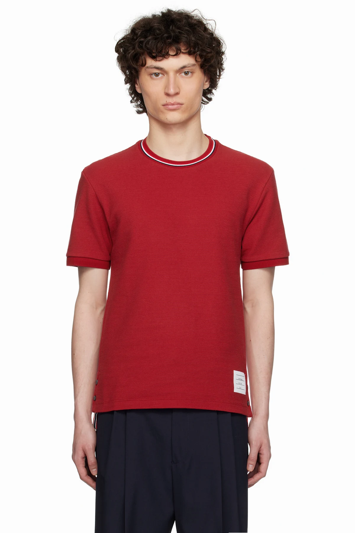 Burgundy Short Sleeve Rib Cuff T-shirt