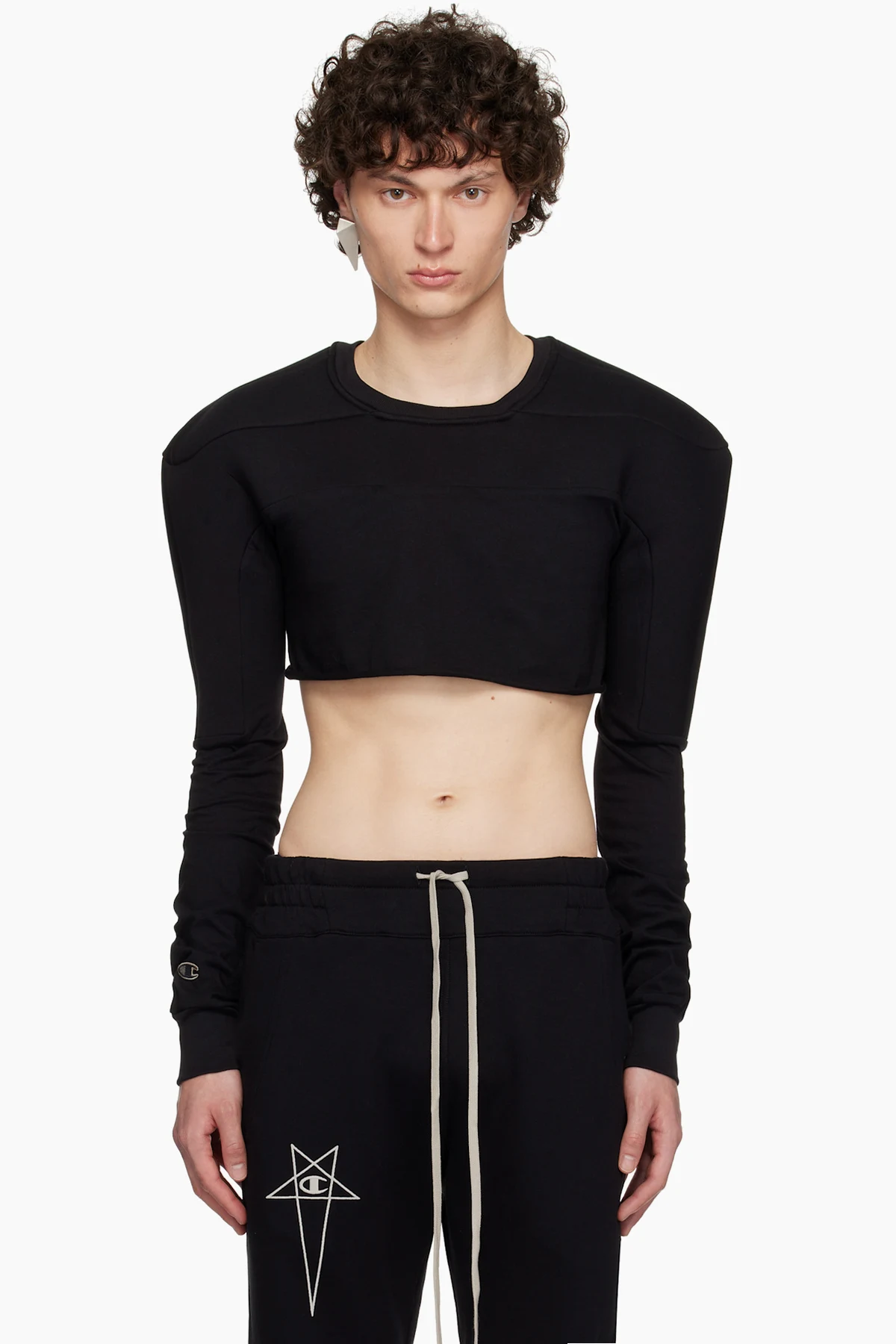 Black Champion Edition Girdered Cropped Harness T-shirt