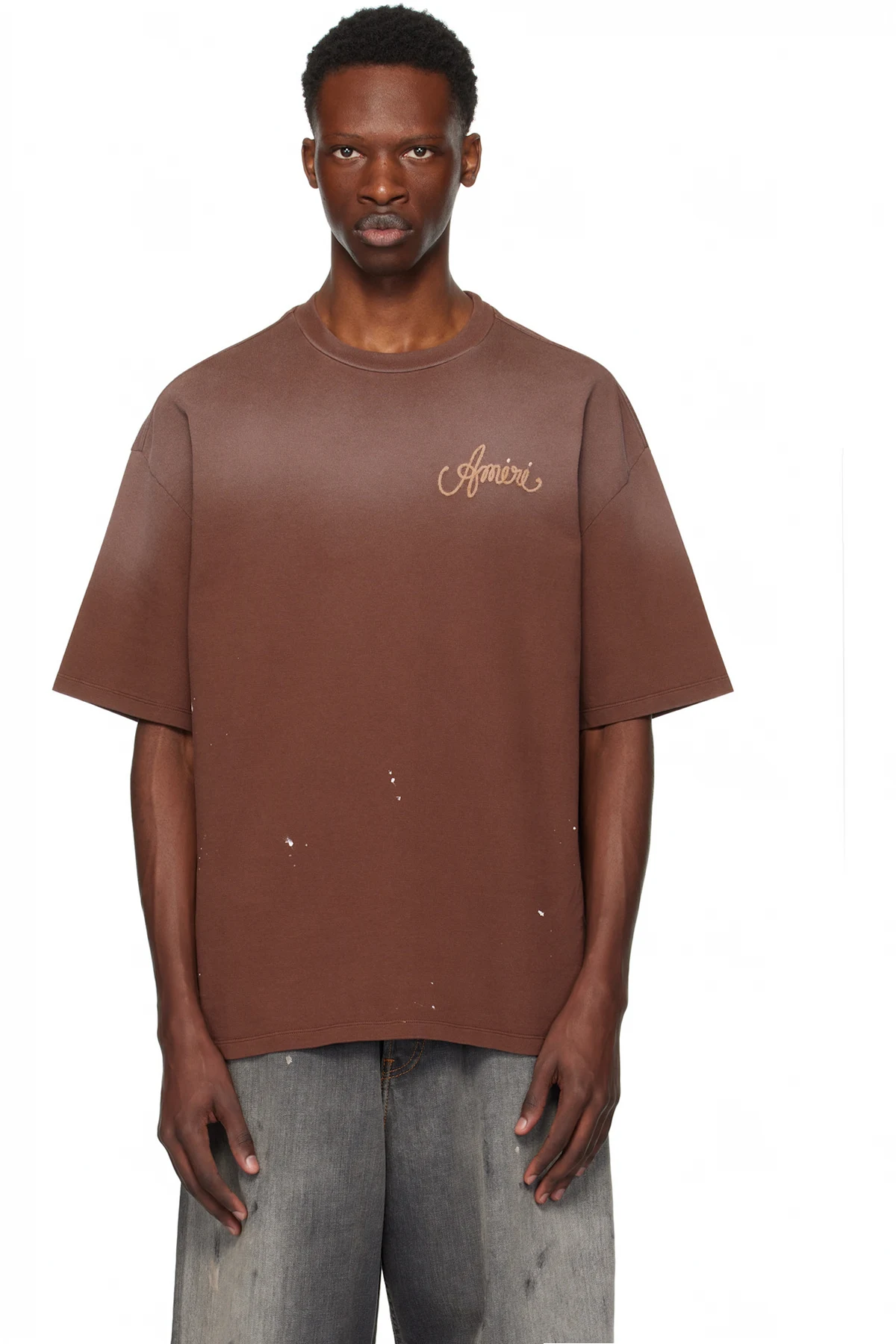 Brown 'AMIRI Design Studio' T-shirt