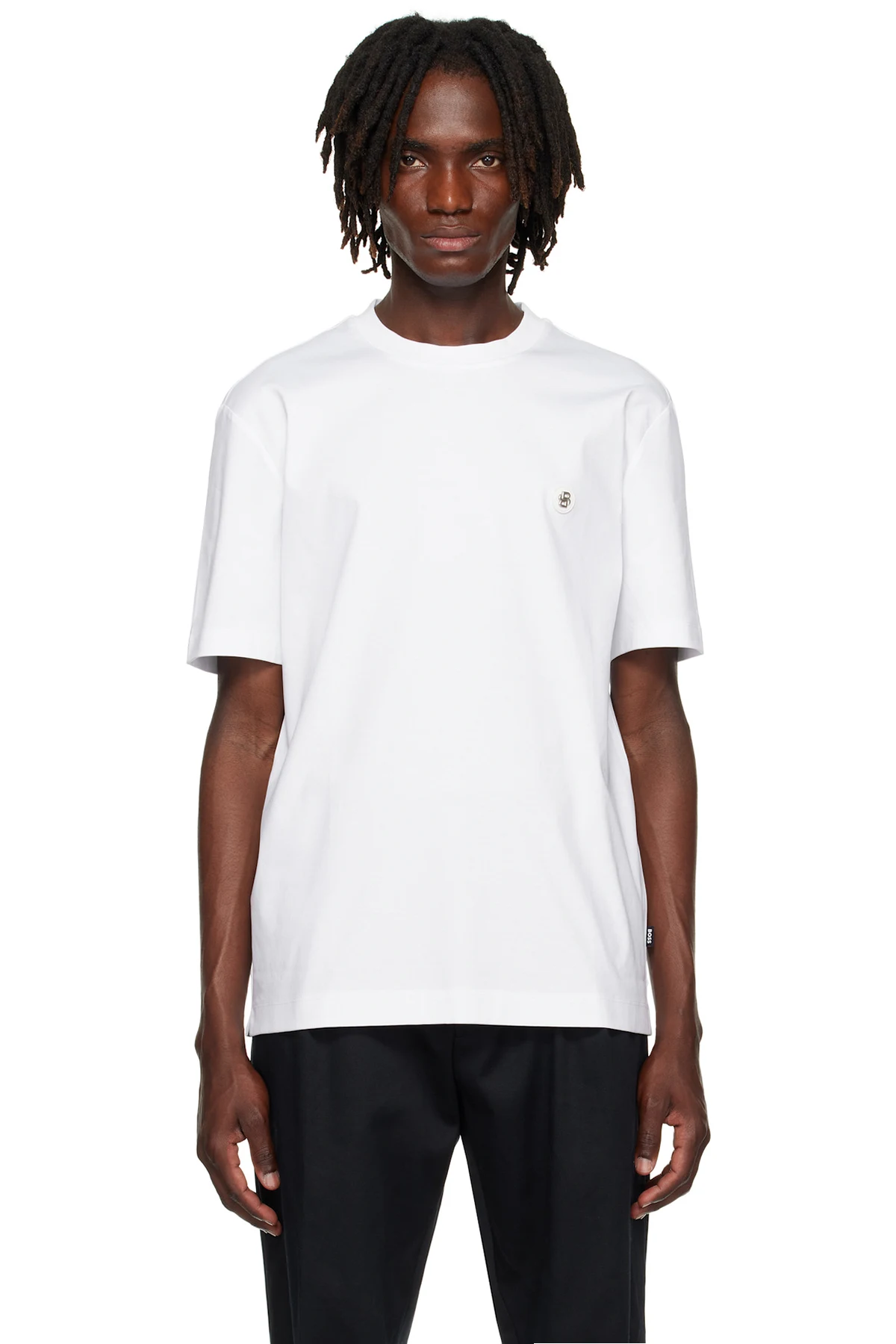 White Regular-Fit Monogram Print T-shirt