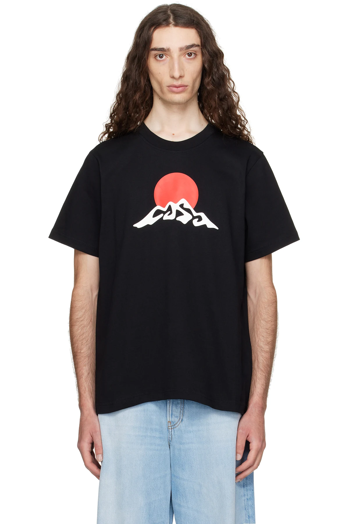 Black Montagne Snow Print T-shirt