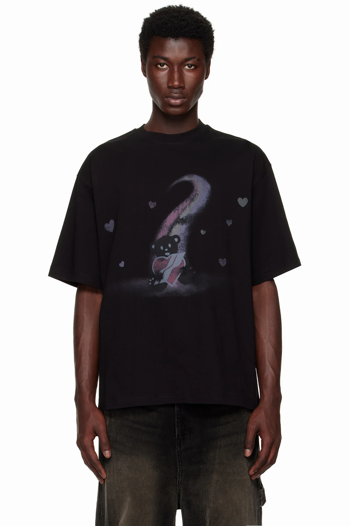 Black Teddy Bear Print T-shirt