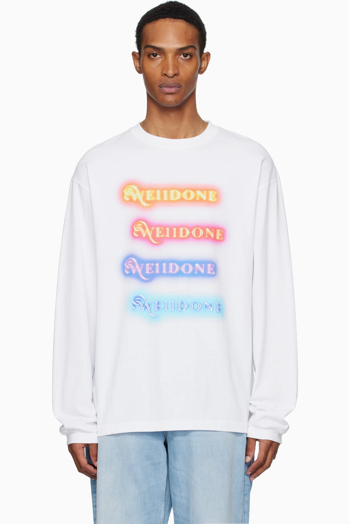 White Neon Logo Long-Sleeved T-shirt
