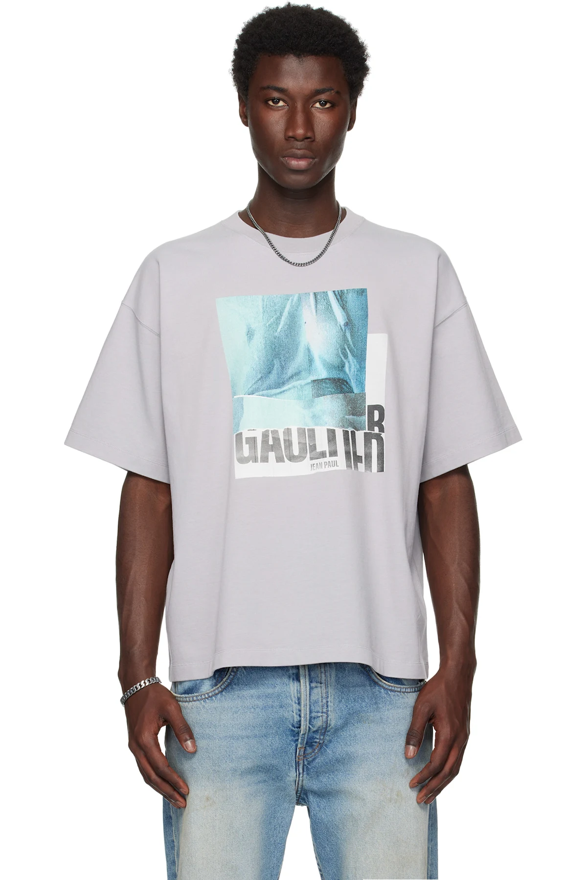 Gray Printed Water Oversized T-shirt