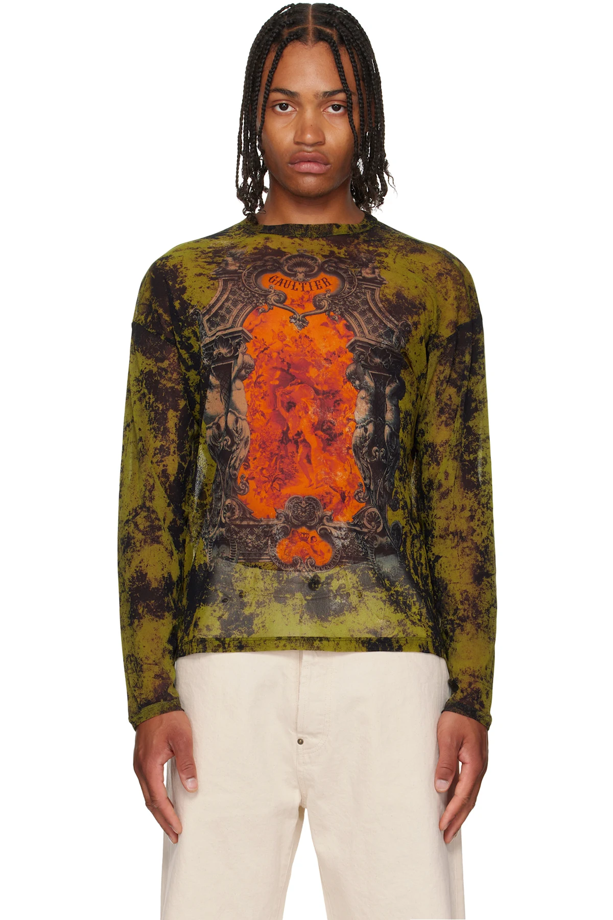 Black & Khaki 'The Oversized Médaillon' Top