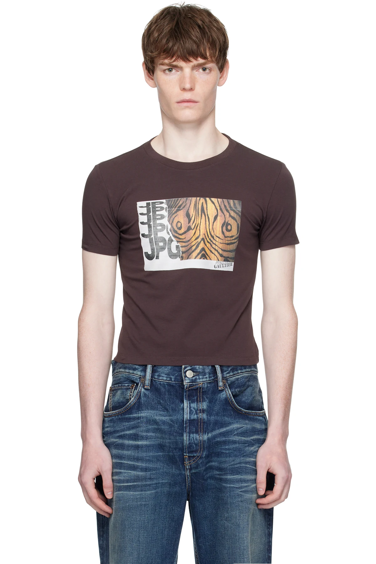 Brown Printed Wood T-shirt