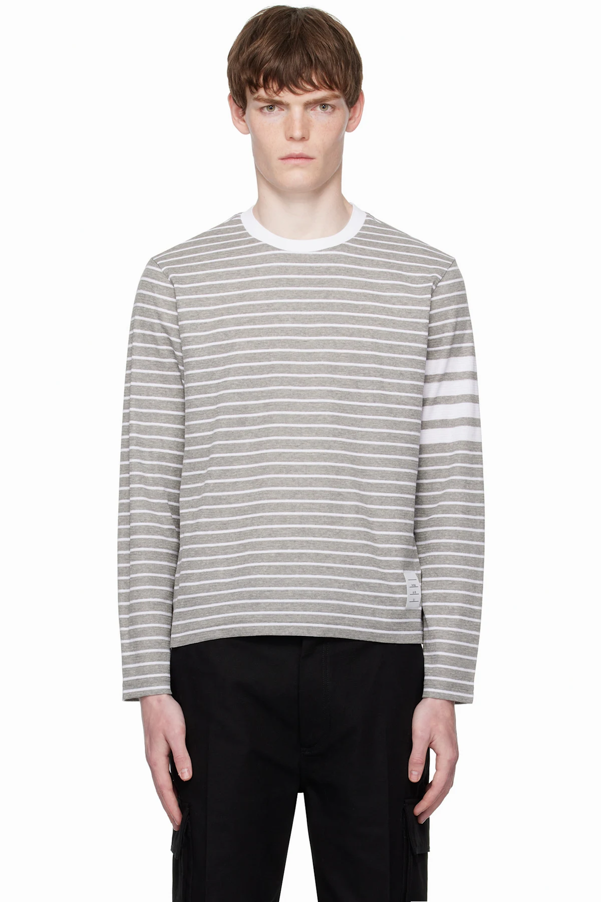 Gray & White Milano 4-Bar Long Sleeve T-shirt