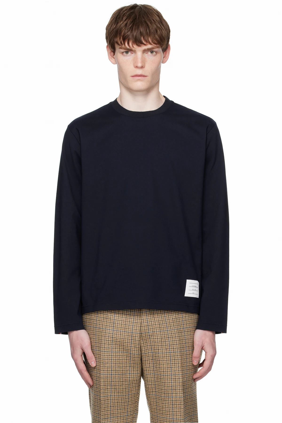 Navy Oversized Long Sleeve Medium Weight T-shirt