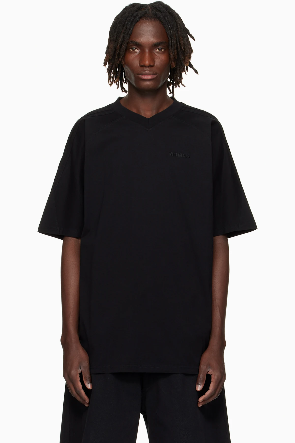 Black Cut-Up V-Neck T-shirt