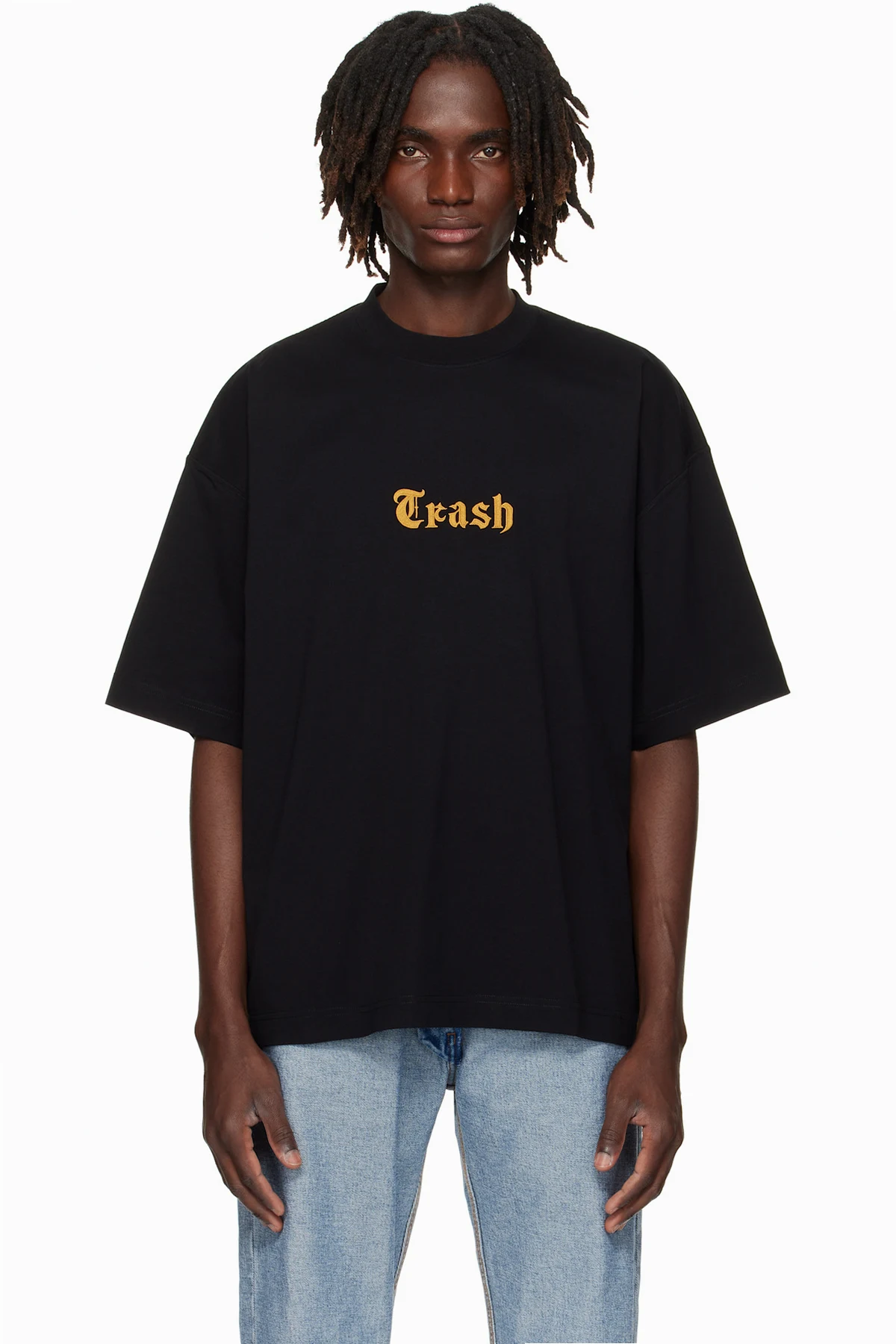 Black 'Trash' Embroidered T-shirt
