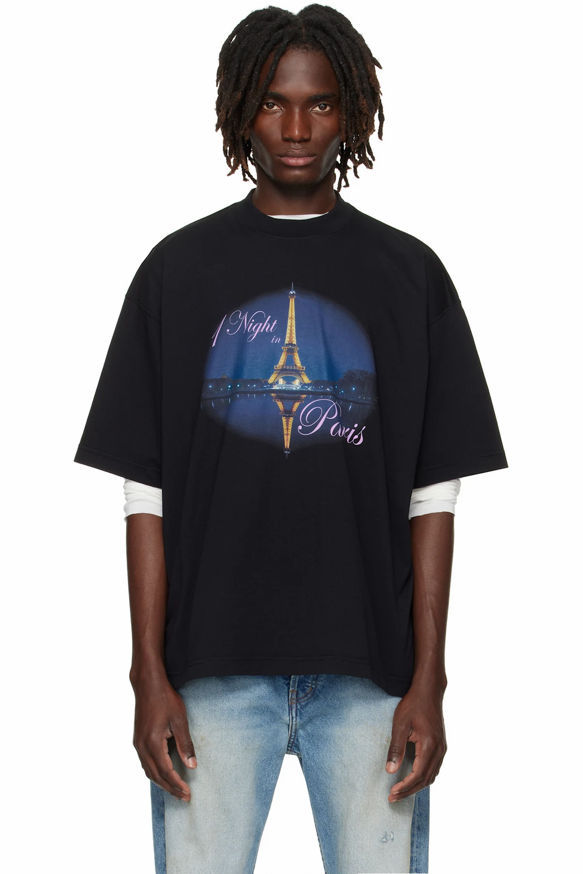 Black 'Night In Paris' Oversized T-shirt