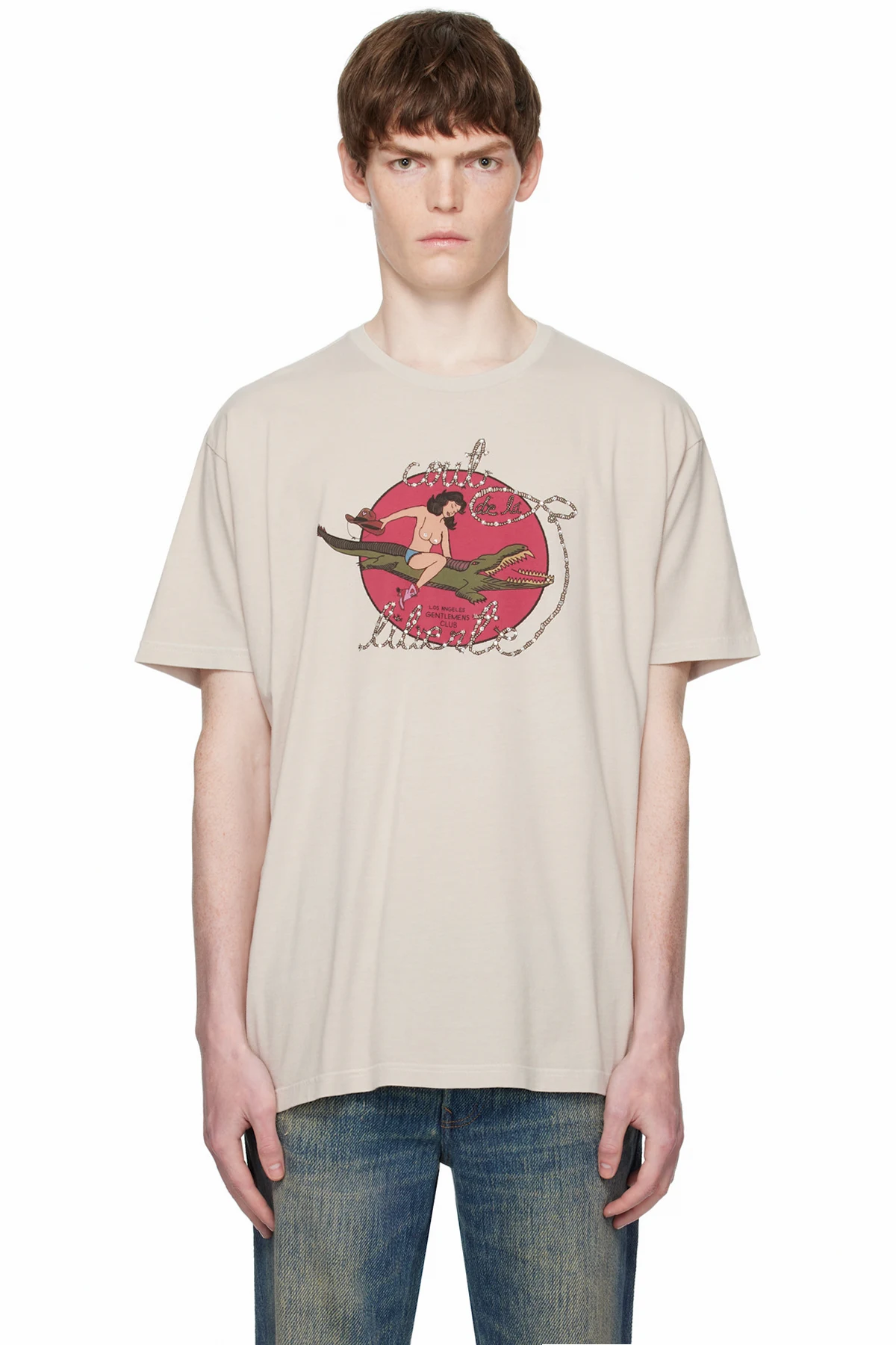 Taupe Freddie 'La Gentlemens Club' T-shirt