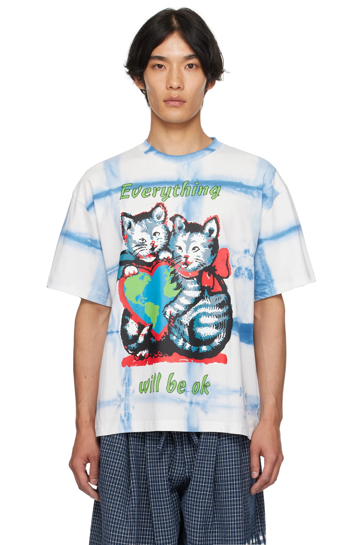SSENSE Exclusive Blue & White Kitten Courage T-shirt