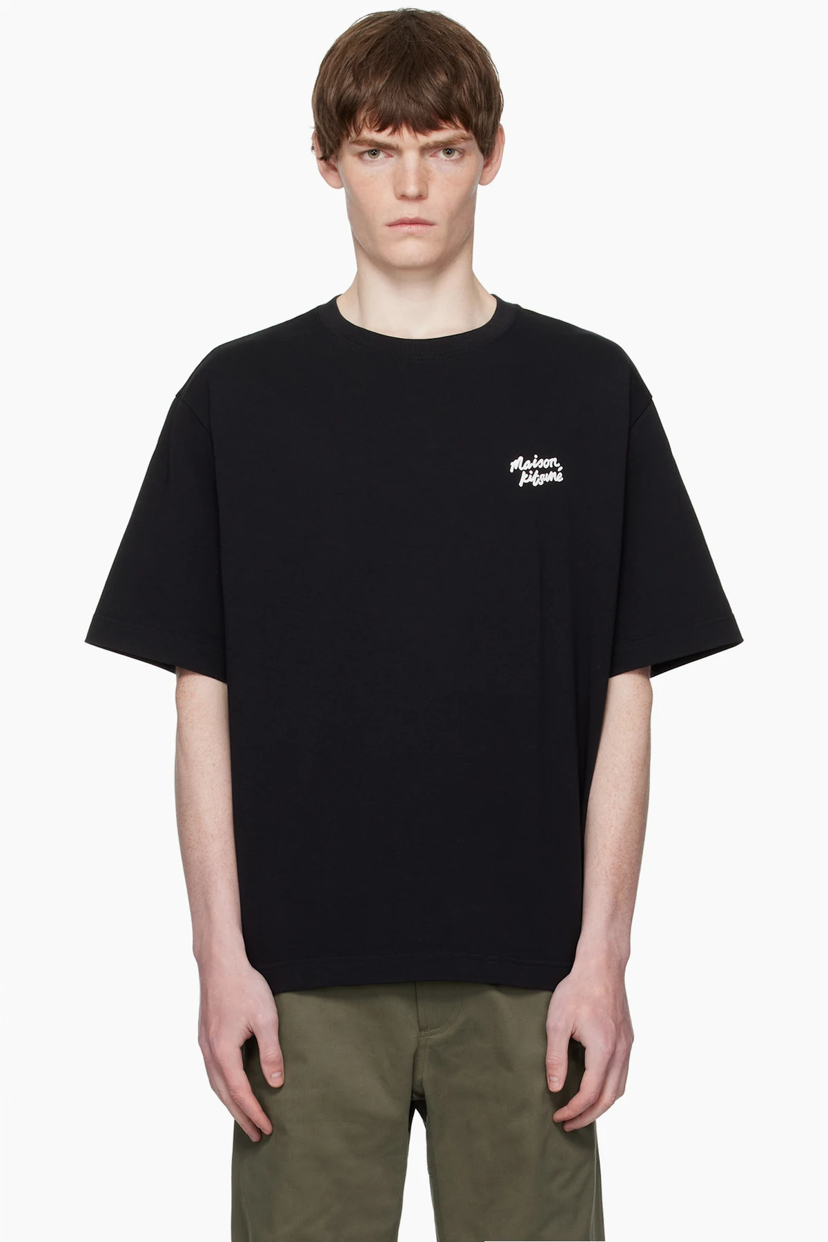 Black 'Maison Kitsuné' Handwriting Oversized T-shirt