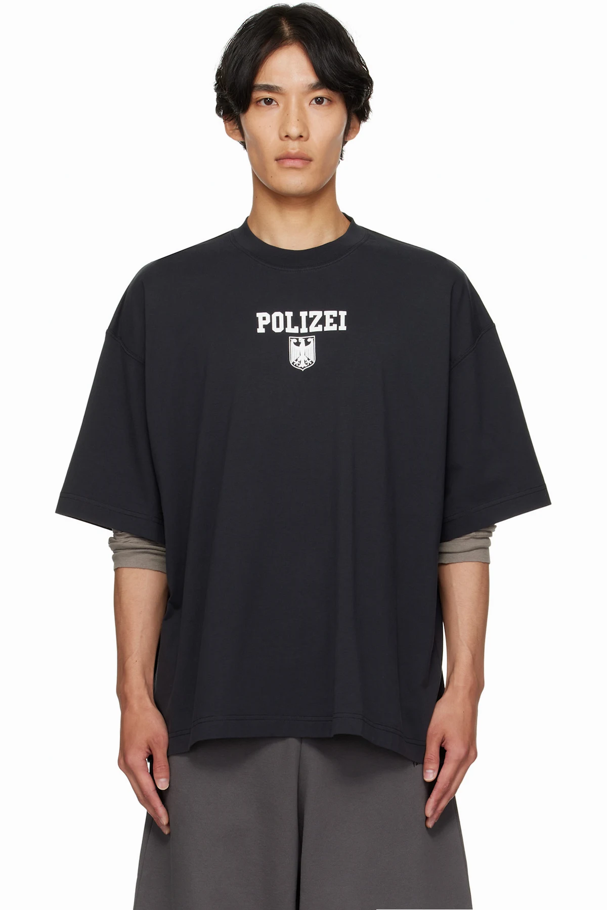 Black 'Polizei' Regular T-shirt