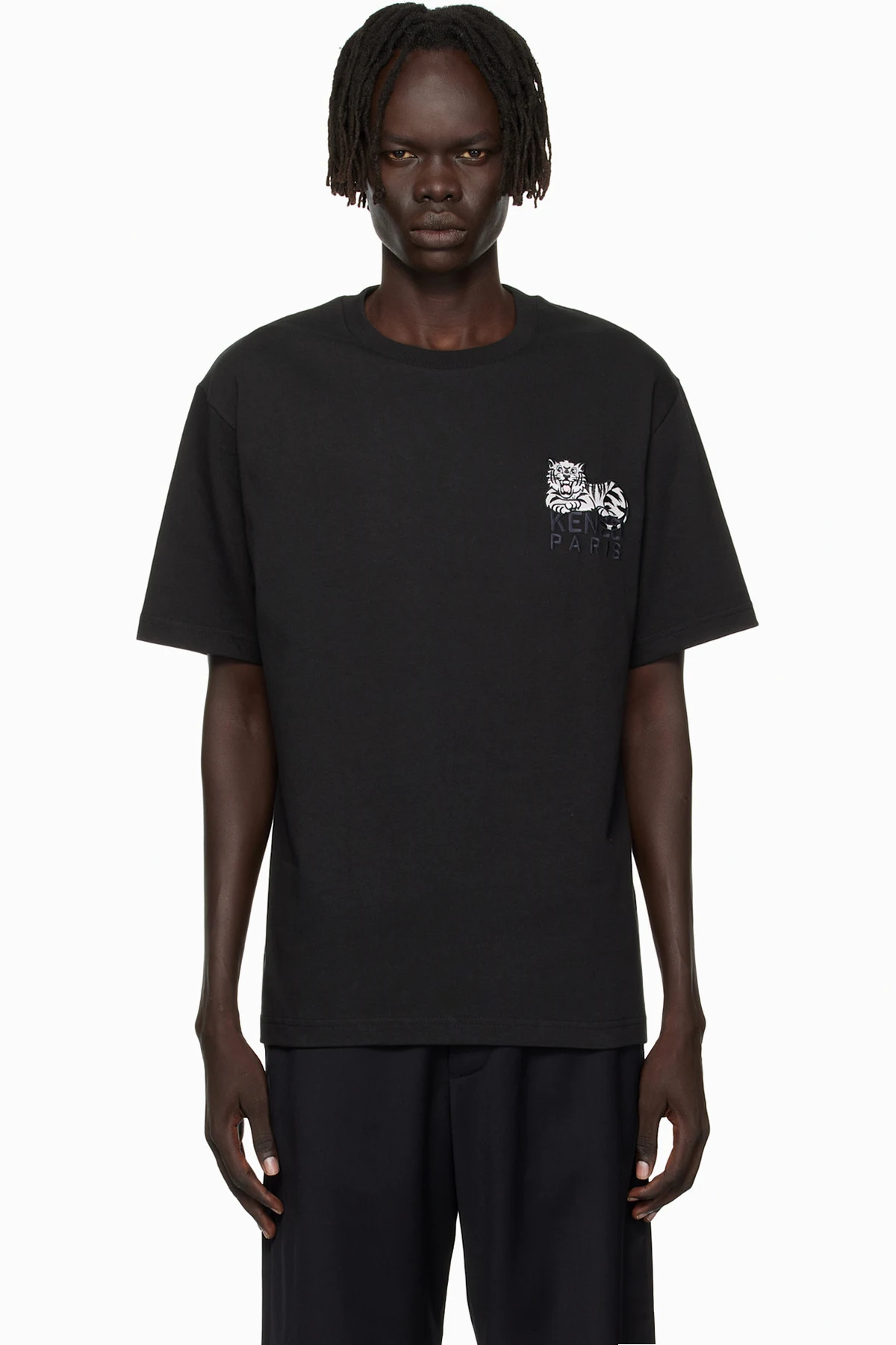 Black Kenzo Paris 'KENZO Happy Tiger' Embroidered T-shirt