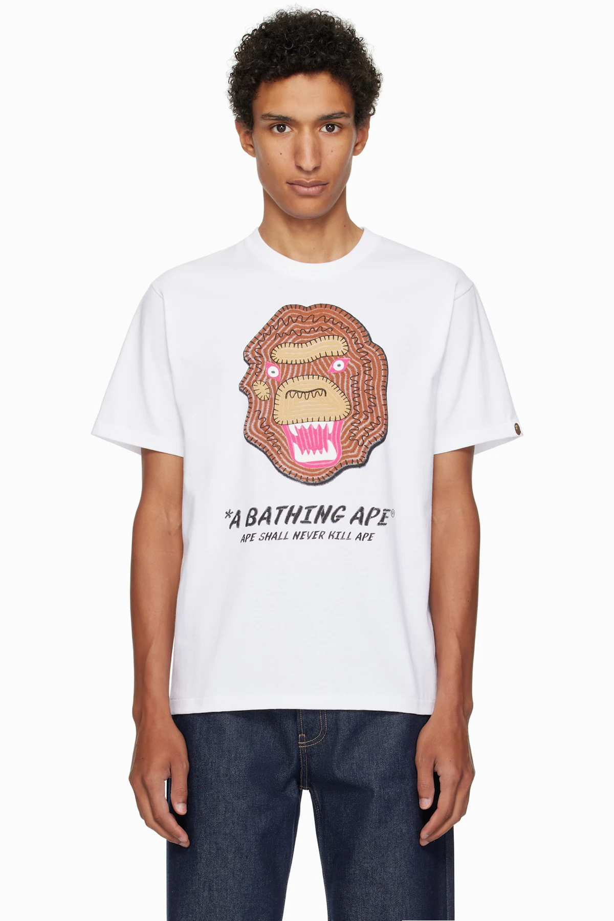 White Embroidery Style Souvenir Logo T-shirt