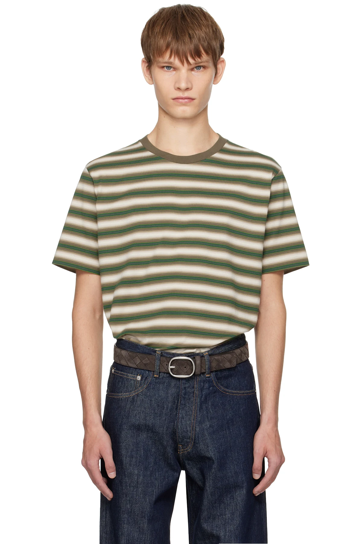 Brown & Green Gradient Stripe Jersey T-shirt