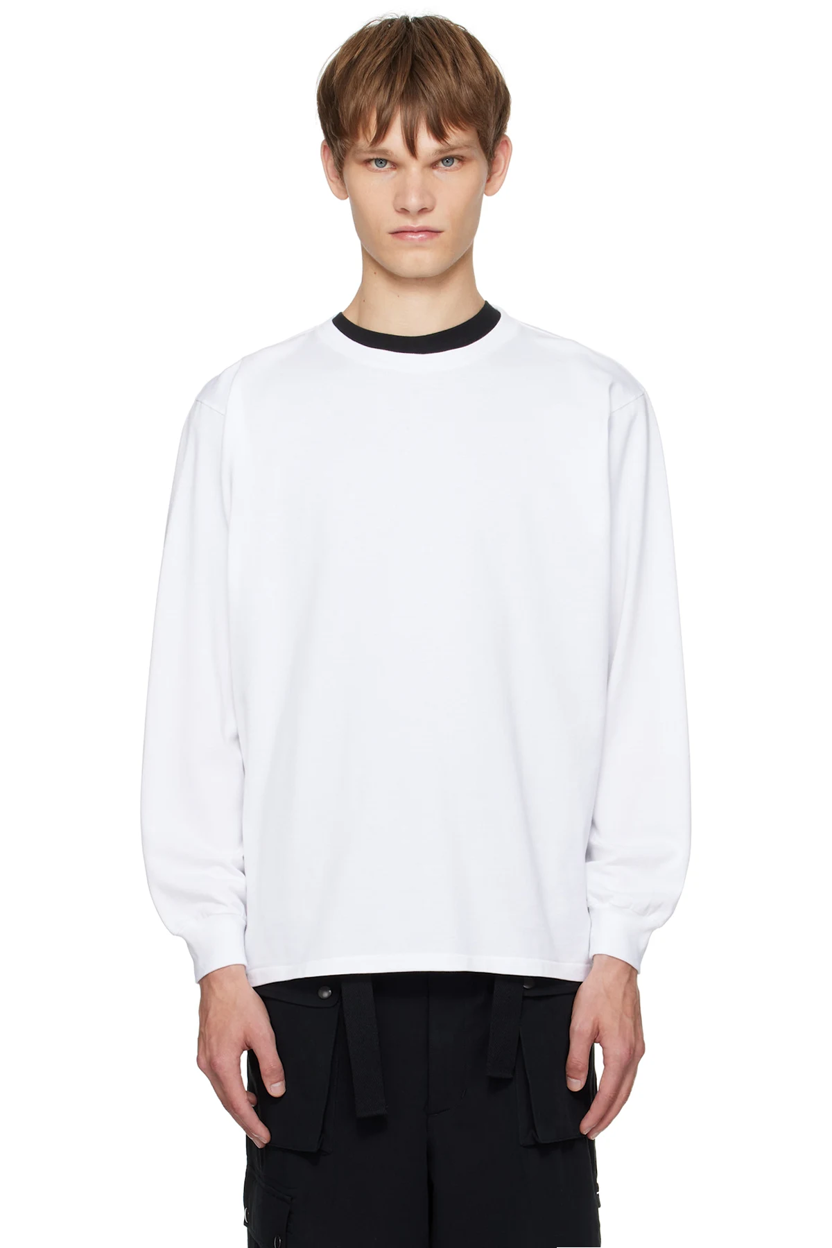 White Luster Plaiting L/S T-shirt