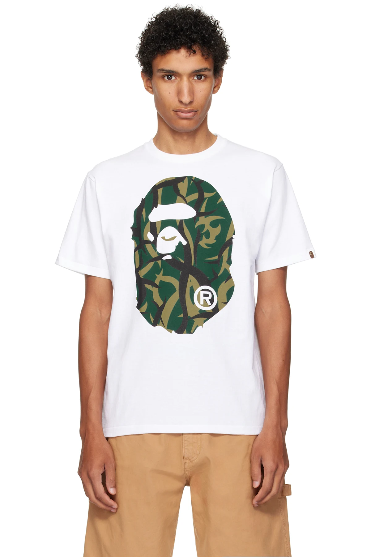 White Trial Camo Big Ape Head T-shirt