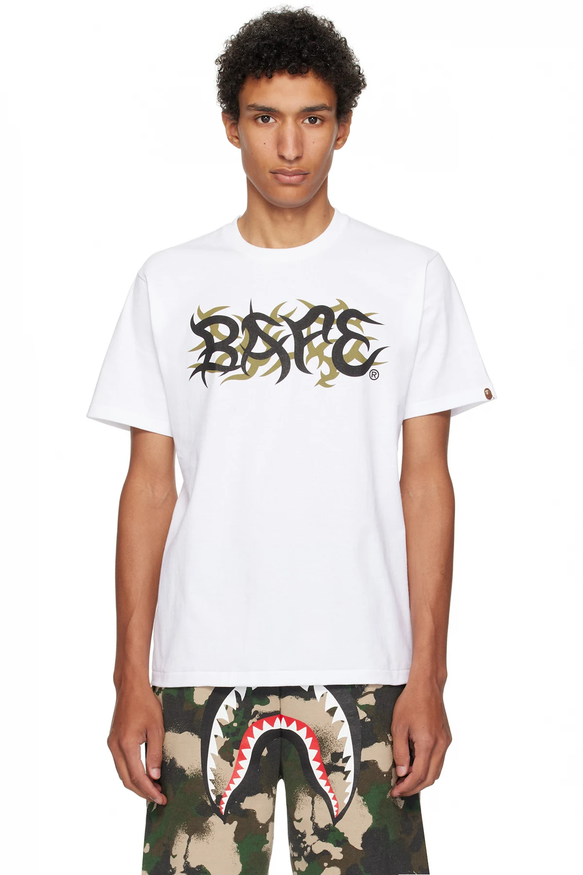 White Trial Camo 'BAPE' Logo T-shirt