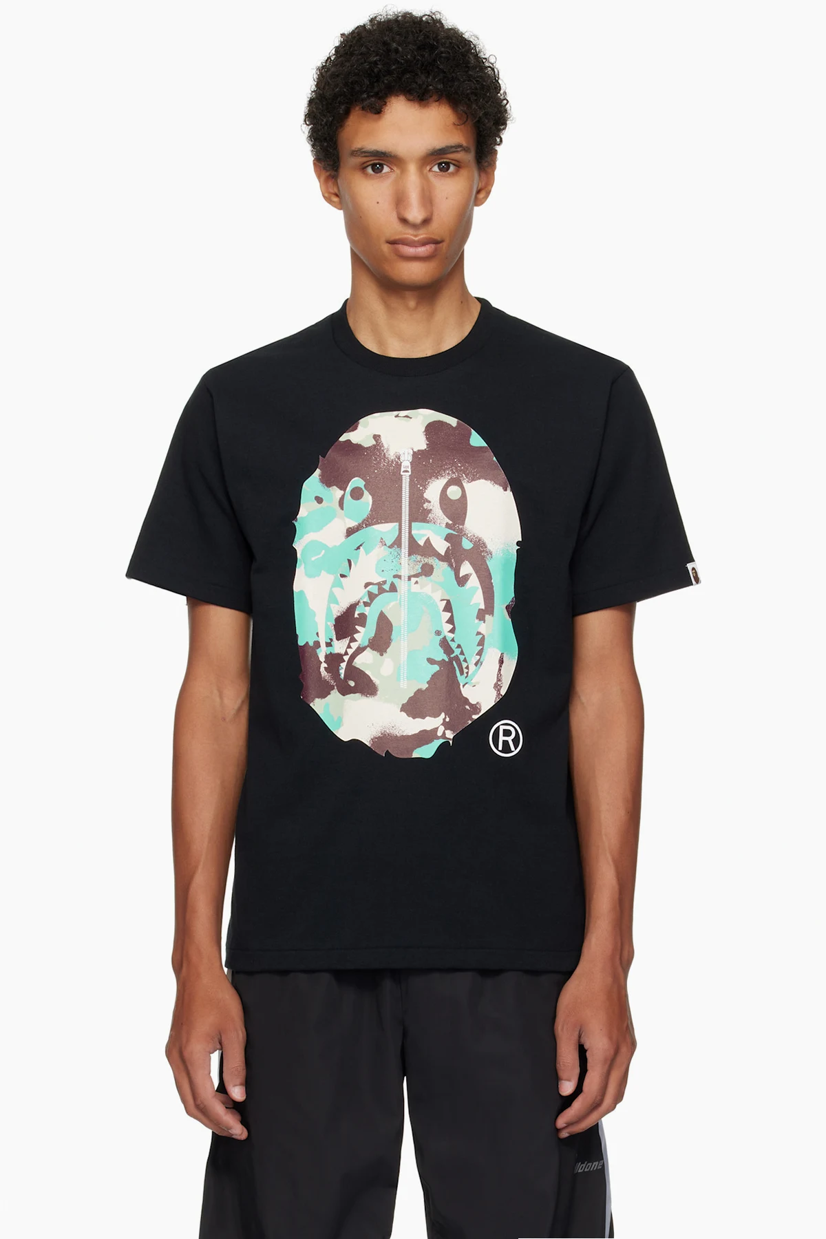 Black Map Camo Ape Head Shark T-shirt