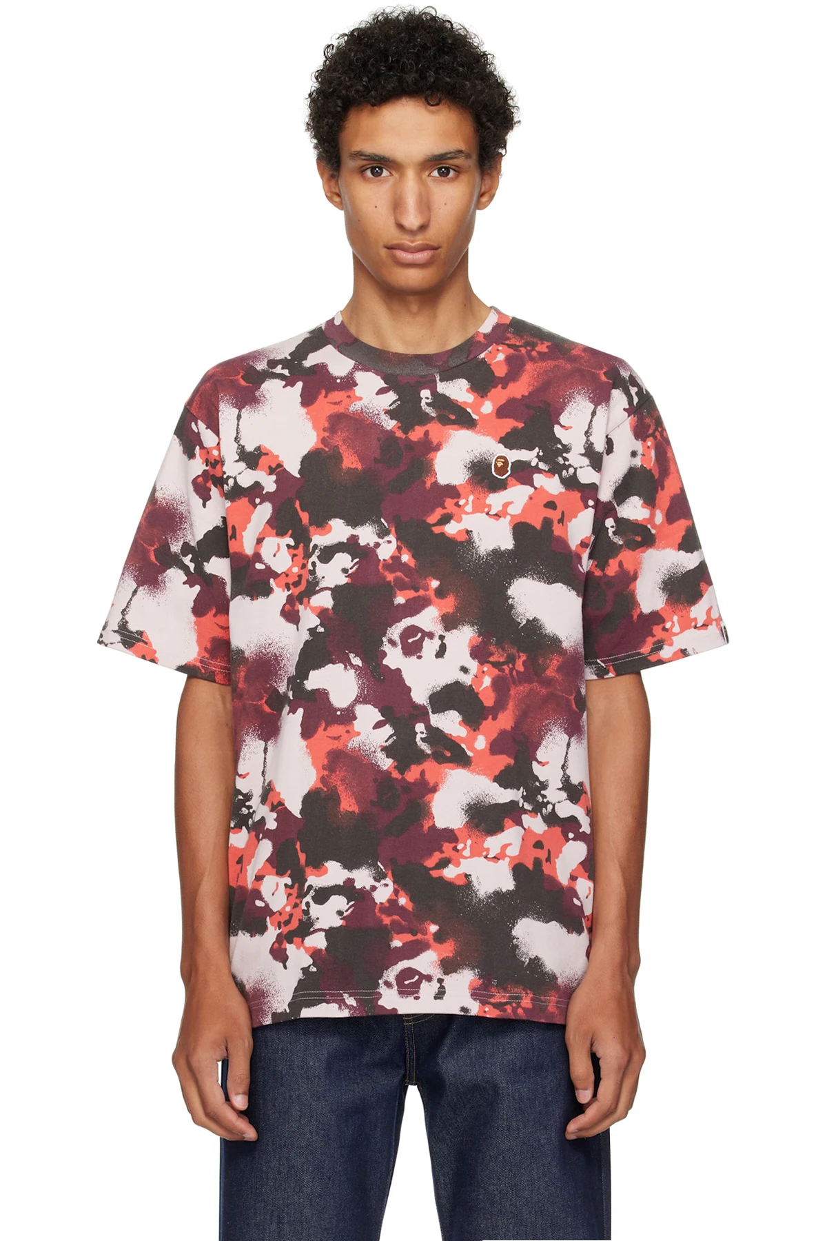 Red & Purple Map Camo Ape Head One Point T-shirt