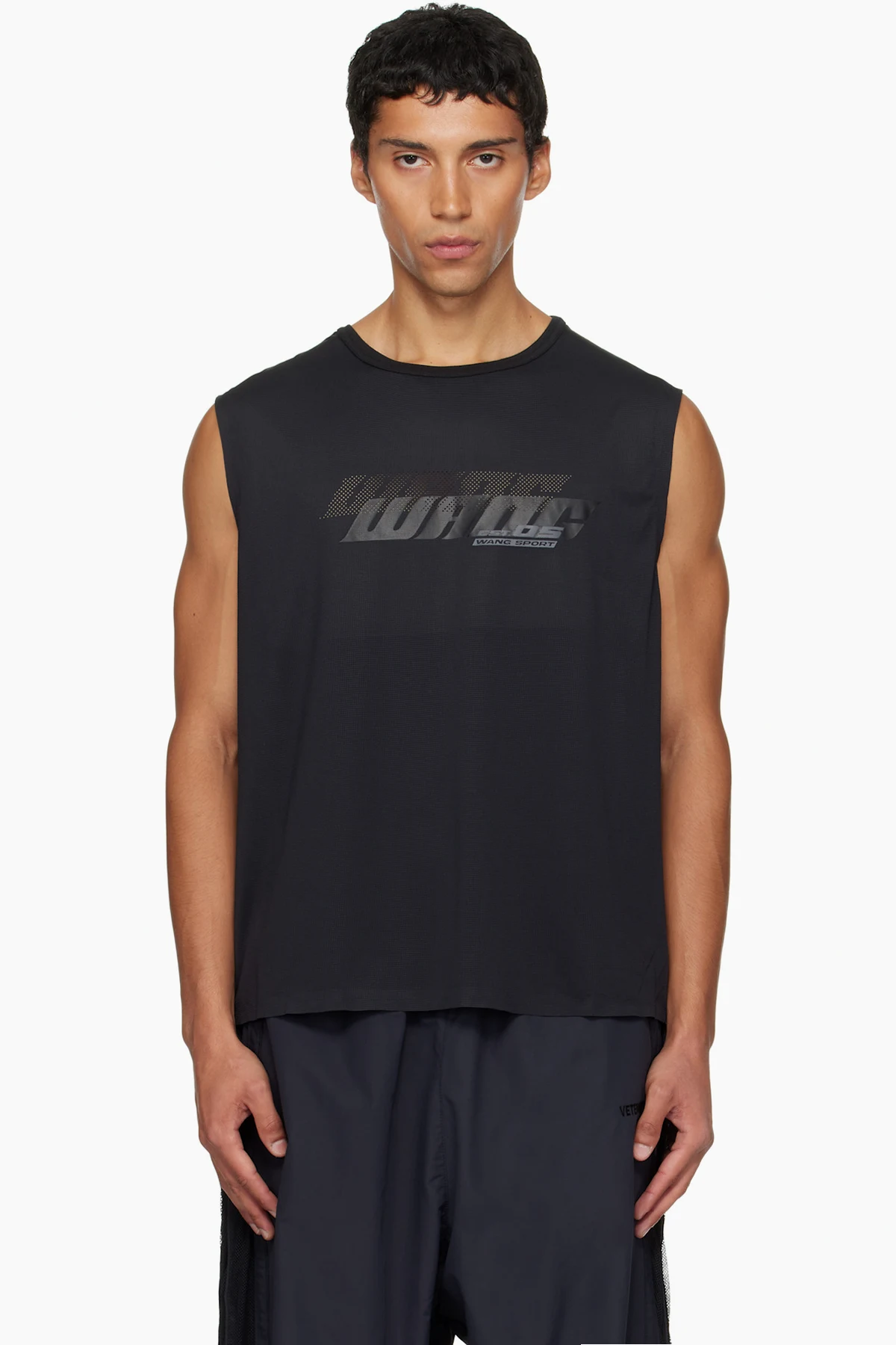 Black Graphic Logo Muscle Tank Top
