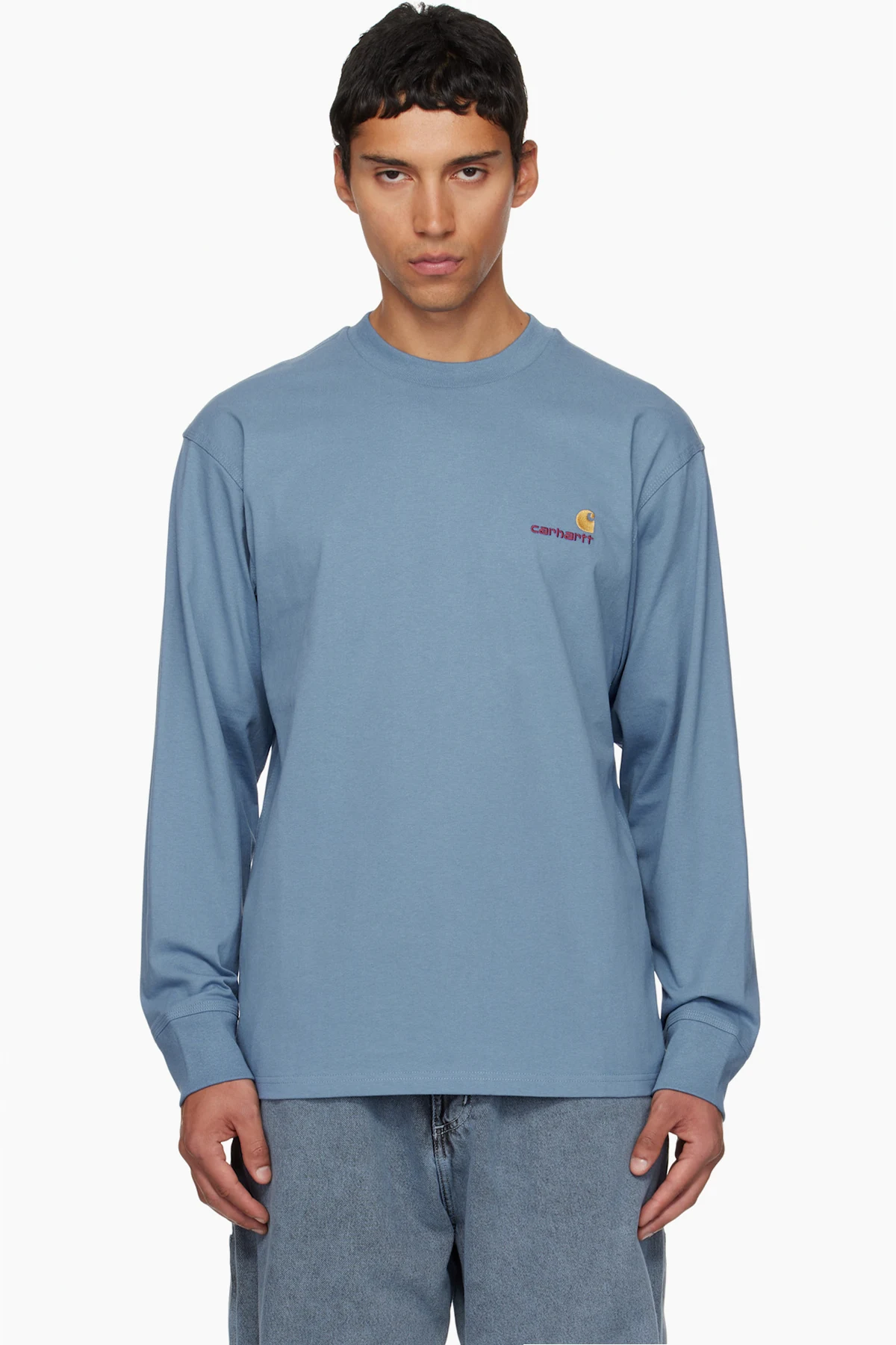 Blue American Script Long Sleeve T-shirt