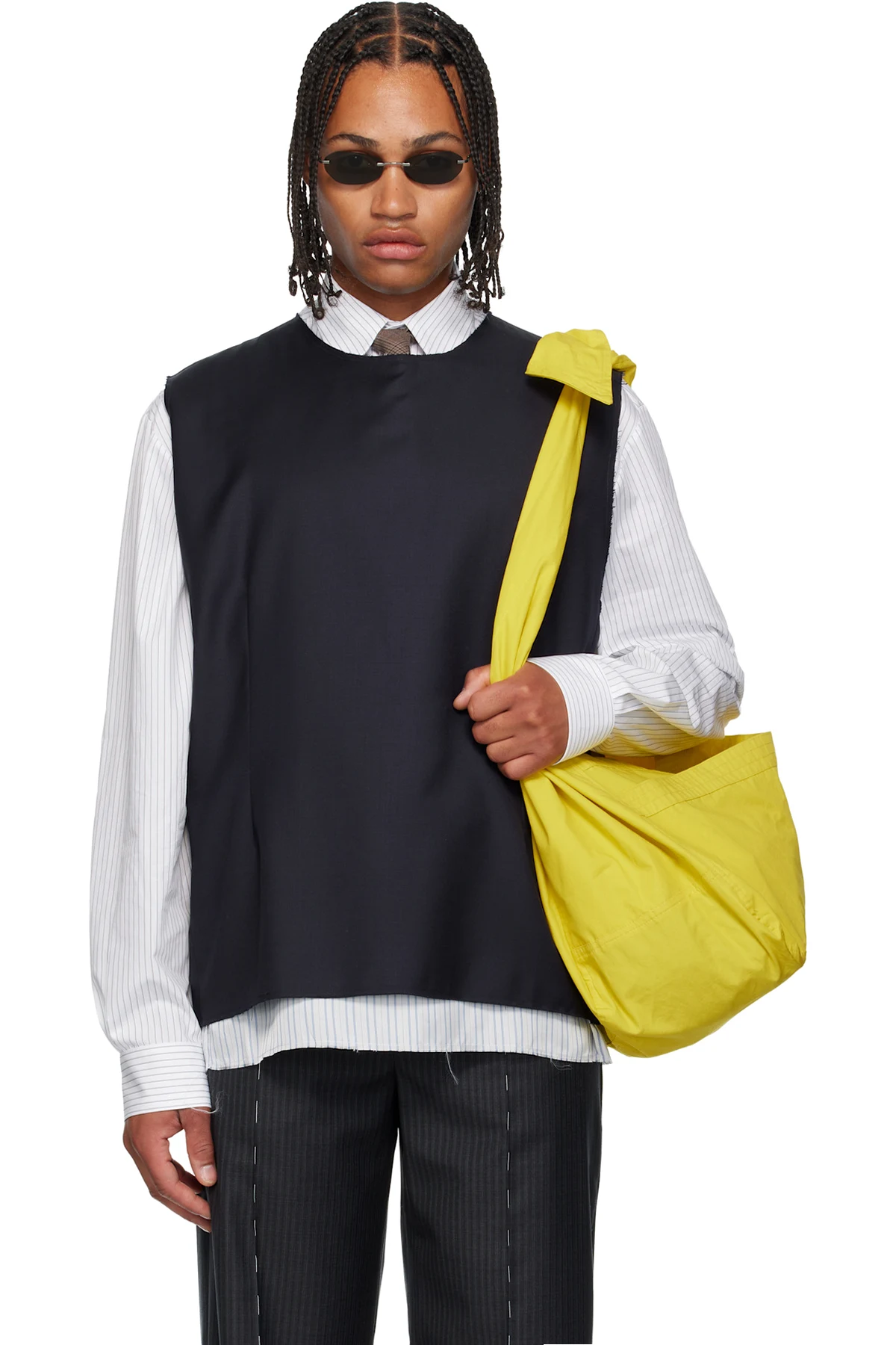 Navy Sleeveless Tailored T-shirt