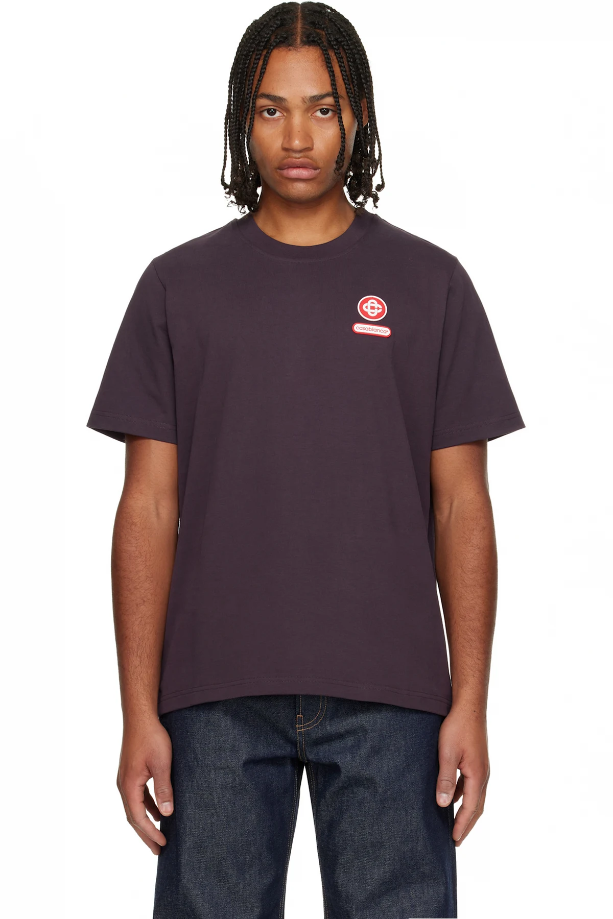 Burgundy Logo Patch Short Sleeve T‑Shirt