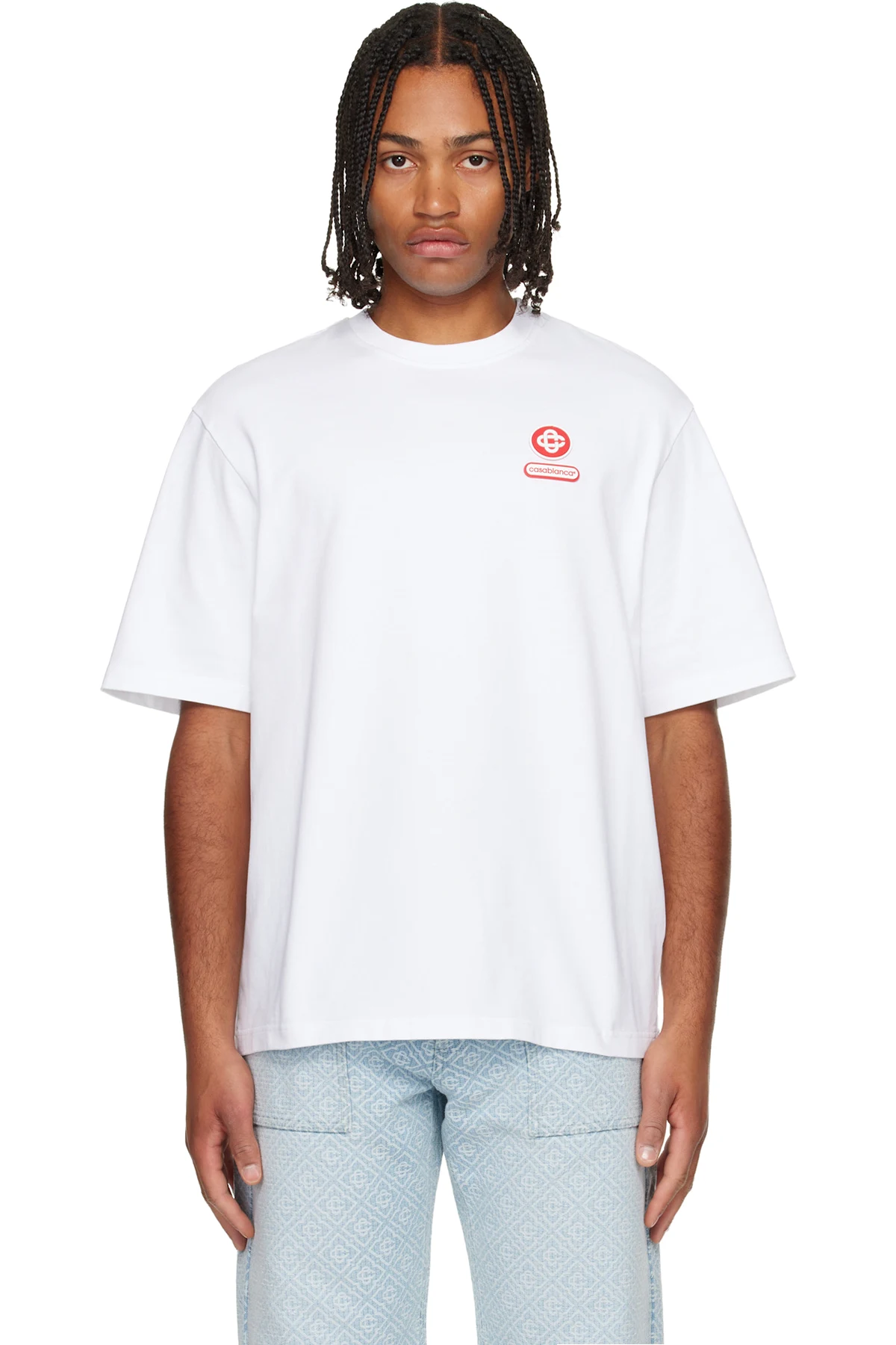 White Logo Patch Short Sleeve T‑shirt